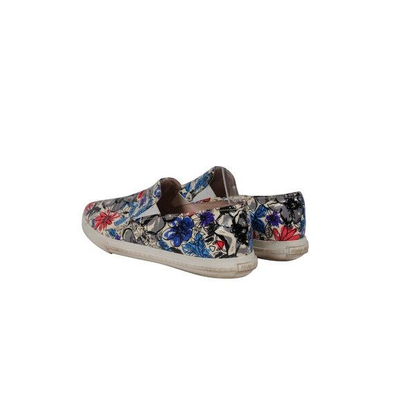 Miu Miu Floral Printed Slip On Sneakers US 6 EU 36 Blue Pink Patent Leather - Picture 6 of 11